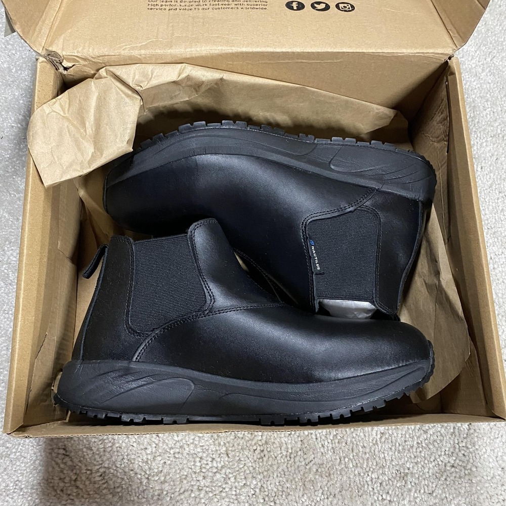 Nautilus Romeo Chelsea Boots Mens 9.5 Wide Black Slip Resistant Safety Work